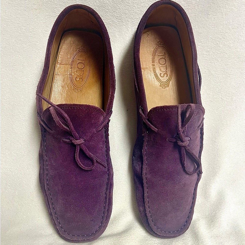 Tod's Purple Suede Gommino Slip-On Loafers